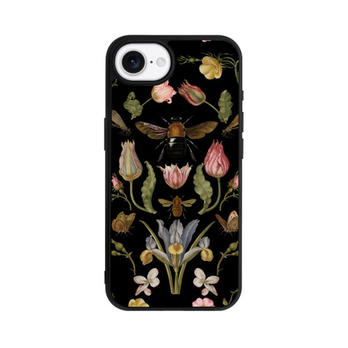 Apple iPhone 16e Base Case Wildblumen und Biene Schwarz