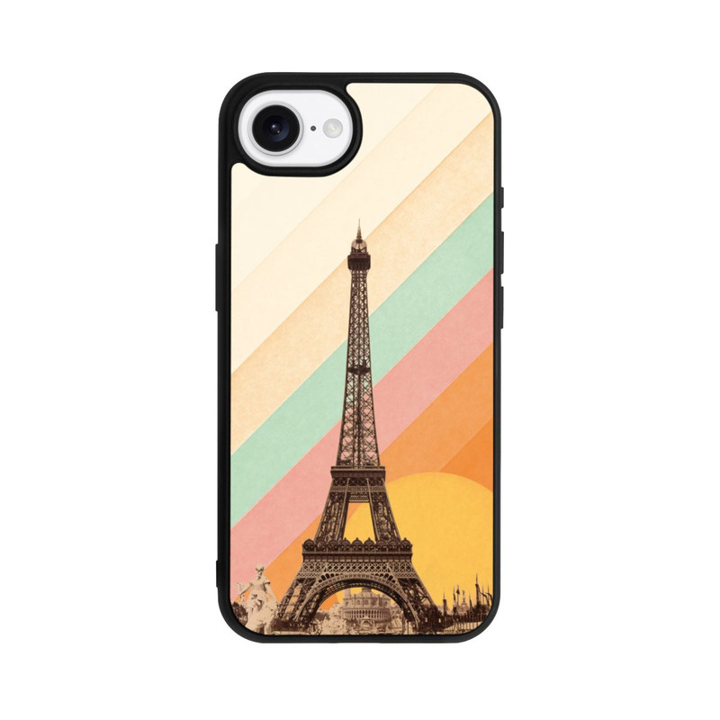 iPhone 16e Base Case Eiffelturm Regenbogen