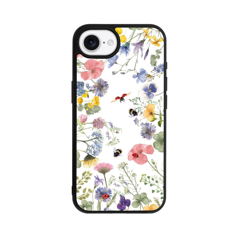 iPhone 16e Base Case Bunte Frühlingsblumen und Bienen