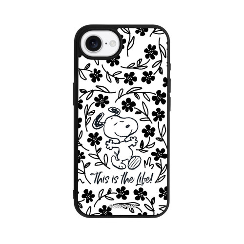 Apple iPhone 16e Base Case Snoopy schwarz und weiß This Is The Life