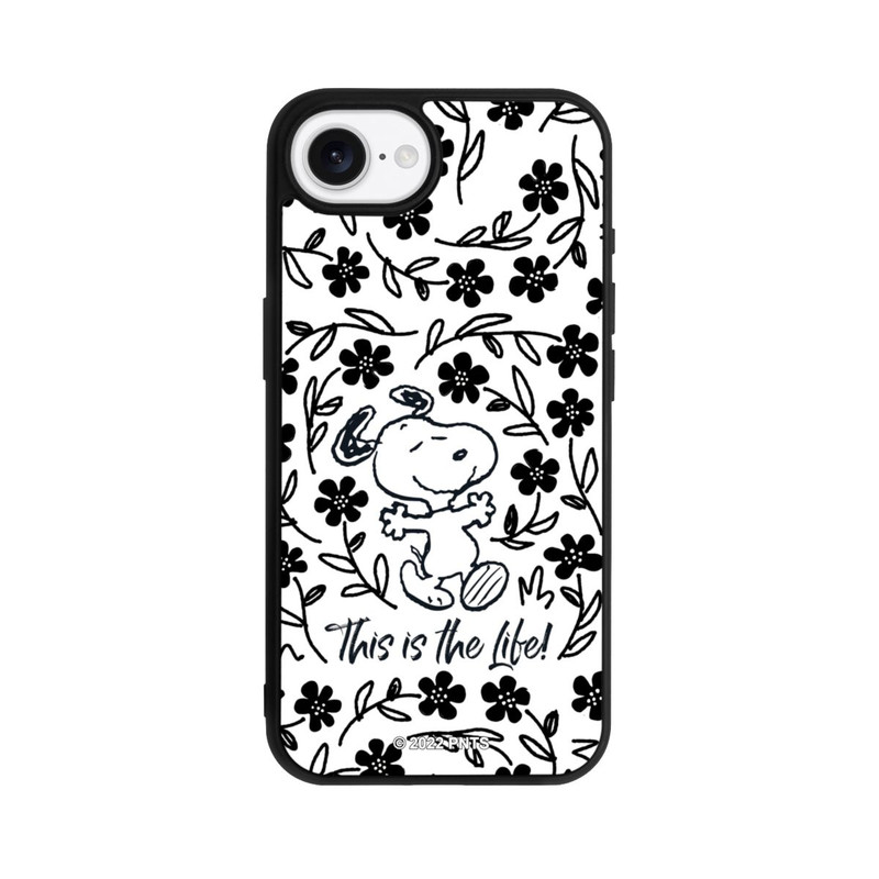 iPhone 16e Base Case Snoopy schwarz und weiß This Is The Life
