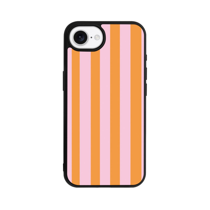 iPhone 16e Base Case Orange Rosa Streifen