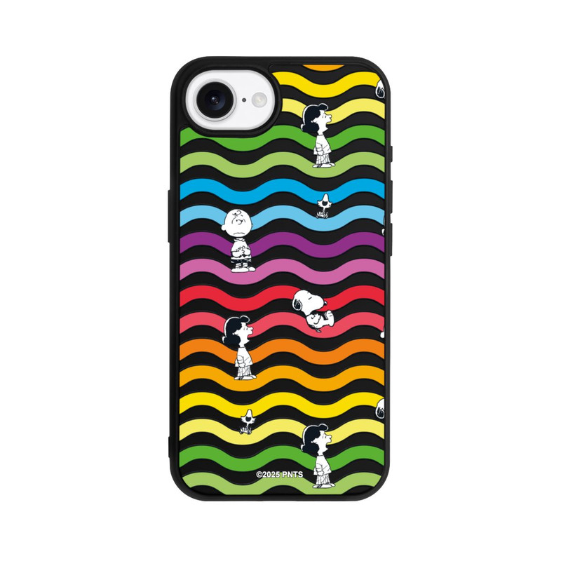 iPhone 16e Base Case Snoopy Pattern Rainbow Transparent