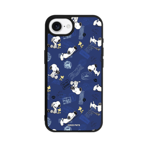 Apple iPhone 16e Base Case Peanuts Travel Stamps Pattern Blue