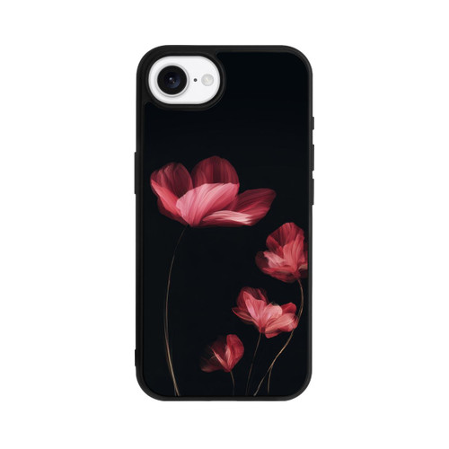 Apple iPhone 16e Base Case Burgunder Blüten schwarz