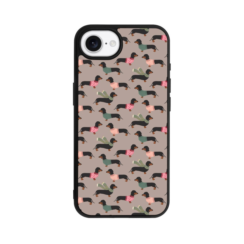 iPhone 16e Base Case Dackel Muster Winter