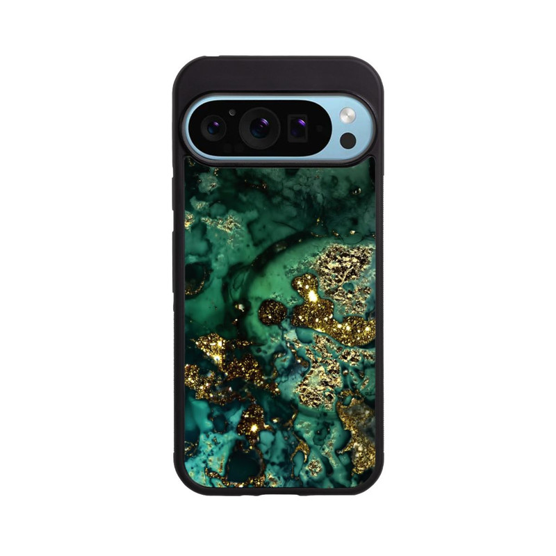 Pixel 9 Pro XL Base Case Cyan Glitzer Marmorlook