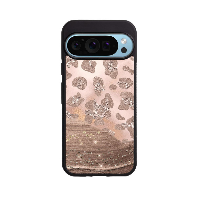 Pixel 9 Pro XL Base Case Silberner Leoparden Glitzerlook