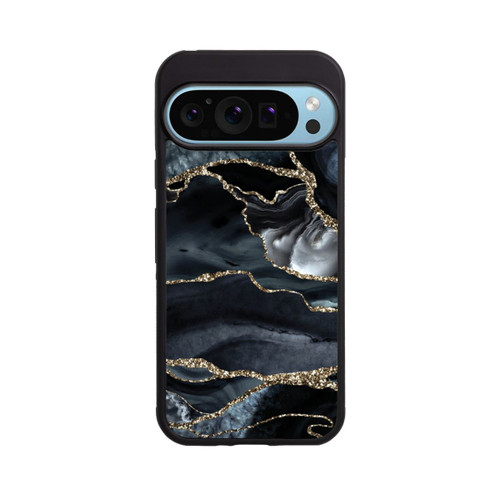 Google Pixel 9 Pro XL Base Case Dunkler Marmor Gold Glitzerlook