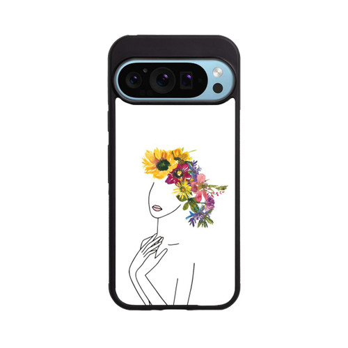 Google Pixel 9 Pro XL Base Case Line Art Frau mit Blumenkrone