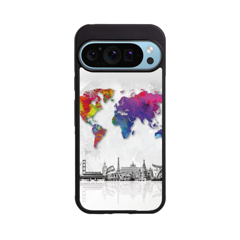 Pixel 9 Pro XL Base Case Weltkarte mit Skyline