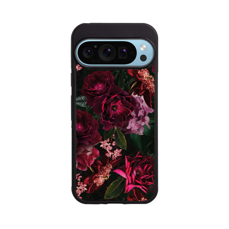Pixel 9 Pro XL Base Case Dunkle romantische Vintage Rosen und Pfingstrosen
