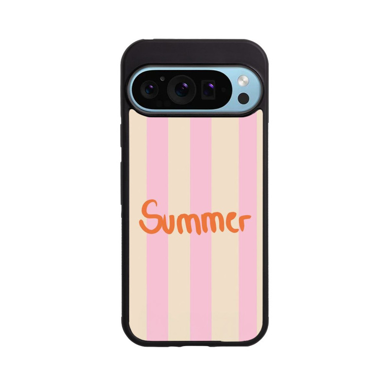 Pixel 9 Pro XL Base Case Summer- Rosa und Orange Streifen Hintergrund