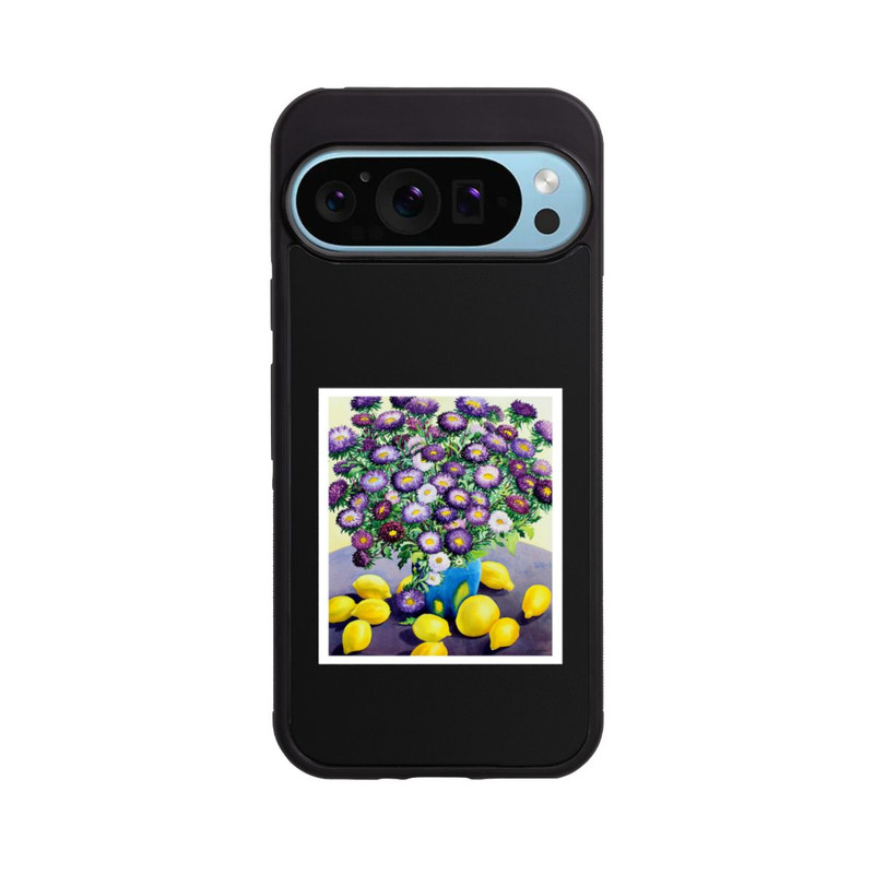 Pixel 9 Pro XL Base Case Purple Asters and Lemons by Christopher Ryland
