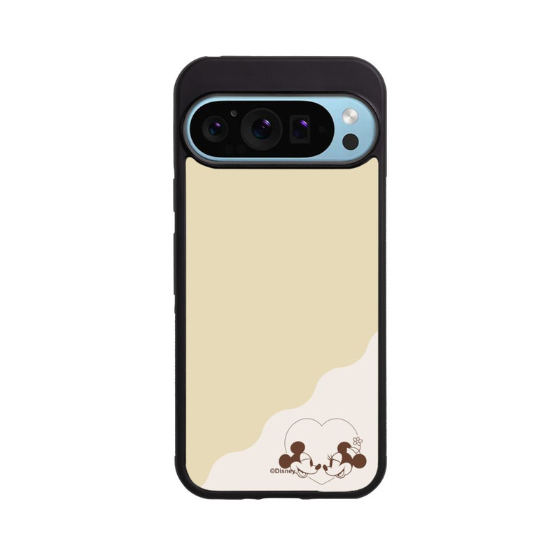Pixel 9 Pro XL Base Case Mickey and Minnie Love Heart Beige