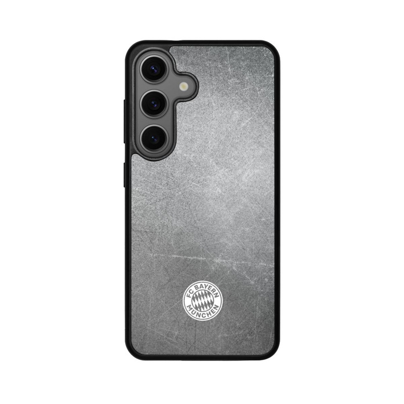 Galaxy S25 Base Case Klassisches FCB Logo Klein - Weiß auf Metalllook