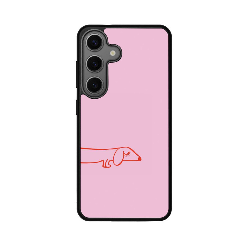 Galaxy S25 Base Case Dachshund Illustration Pink