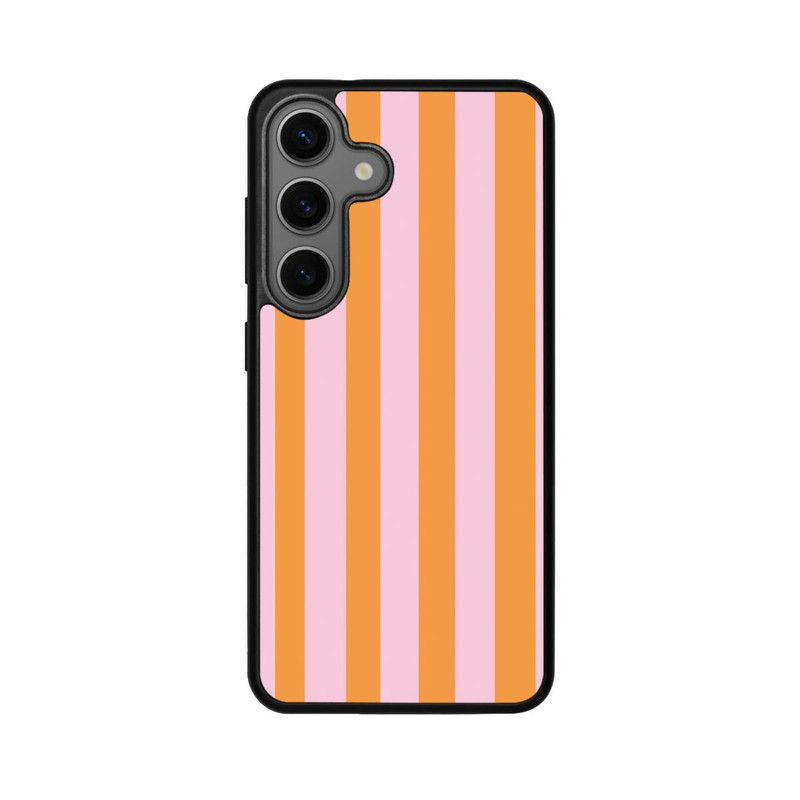 Galaxy S25 Base Case Orange Rosa Streifen