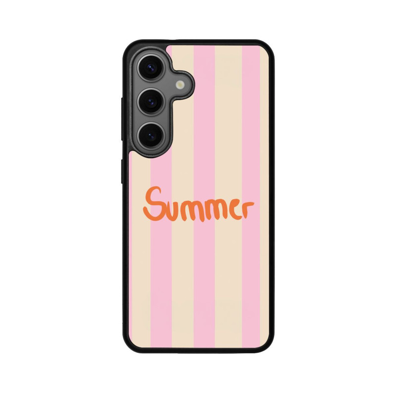 Galaxy S25 Base Case Summer- Rosa und Orange Streifen Hintergrund