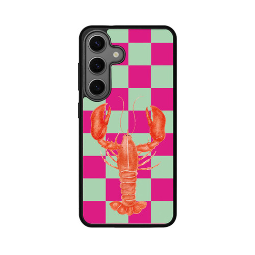 Samsung Galaxy S25 Base Case Pink Checkers Lobster