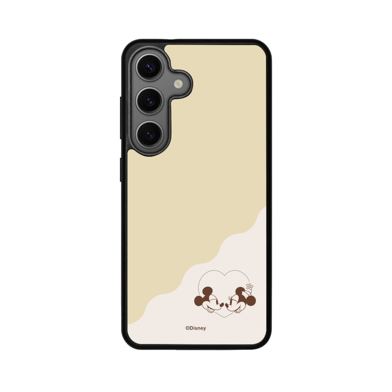 Galaxy S25 Base Case Mickey and Minnie Love Heart Beige