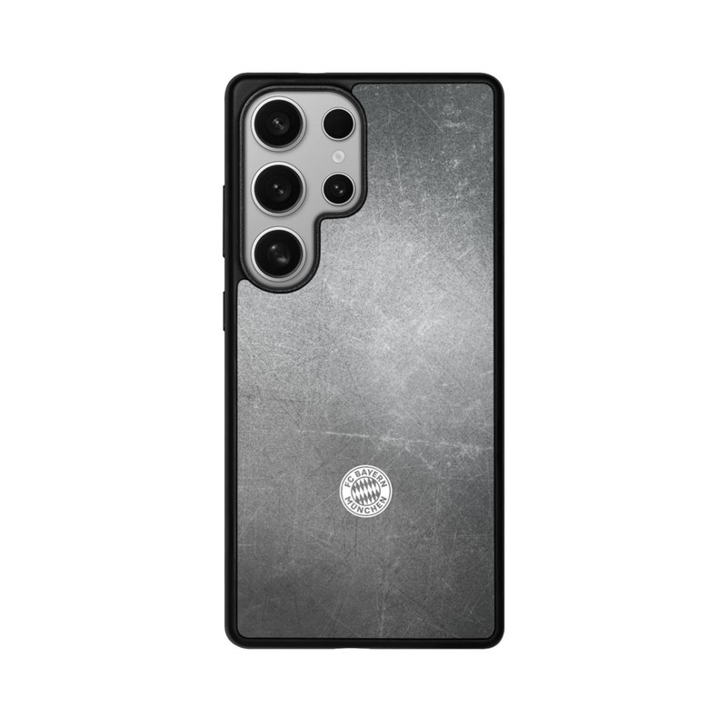 Galaxy S25 Ultra Base Case Klassisches FCB Logo Klein - Weiß auf Metalllook