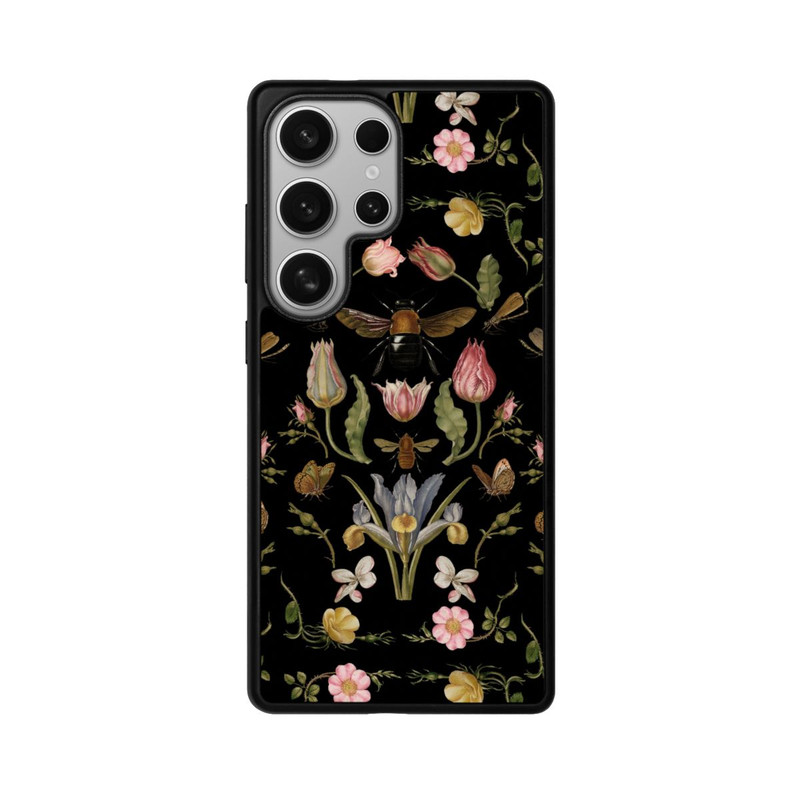 Galaxy S25 Ultra Base Case Wildblumen und Biene Schwarz