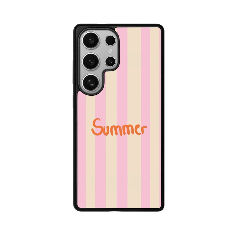 Galaxy S25 Ultra Base Case Summer- Rosa und Orange Streifen Hintergrund