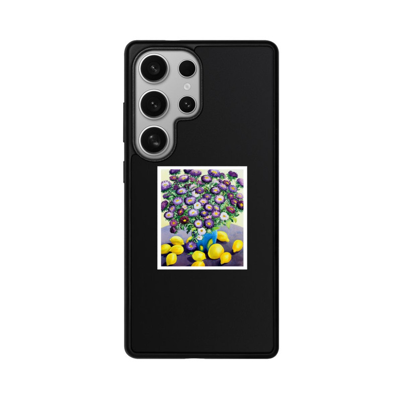Galaxy S25 Ultra Base Case Purple Asters and Lemons by Christopher Ryland