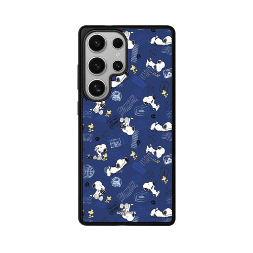Samsung Galaxy S25 Ultra Base Case Peanuts Travel Stamps Pattern Blue