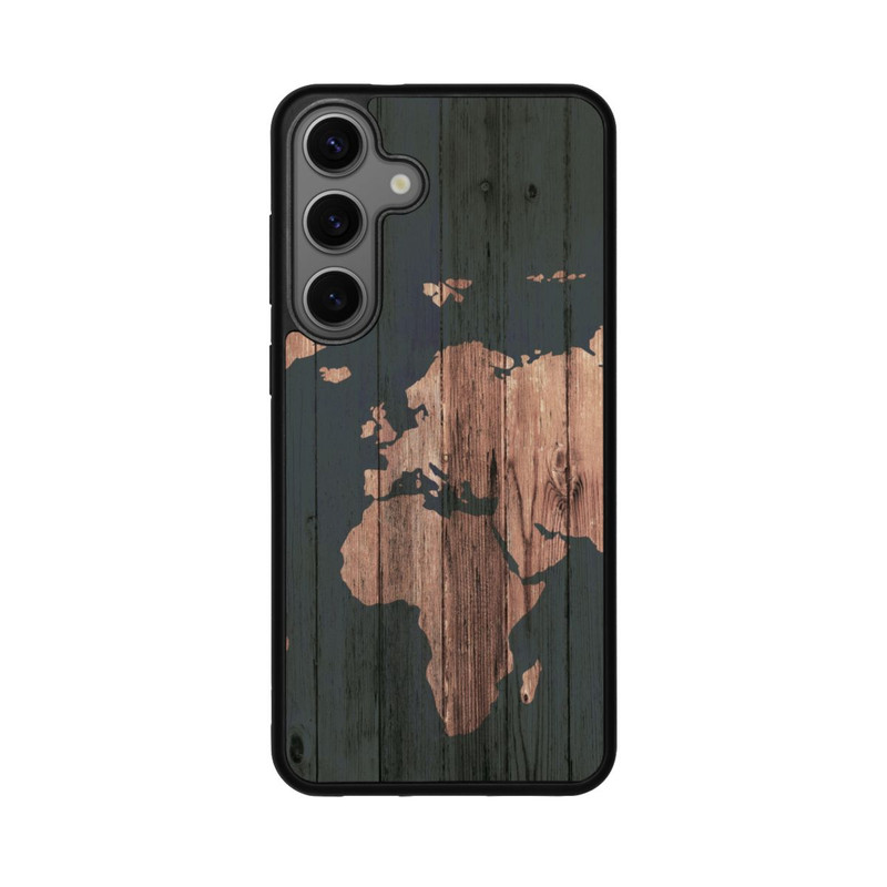Galaxy S25 + Base Case Wooden World Map