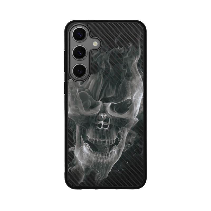 Galaxy S25 + Base Case rauchender Totenkopf Carbon