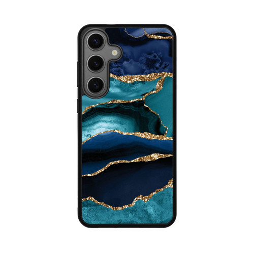 Samsung Galaxy S25+  Base Case Dark and Light Blue Marble Gold Glitter Look