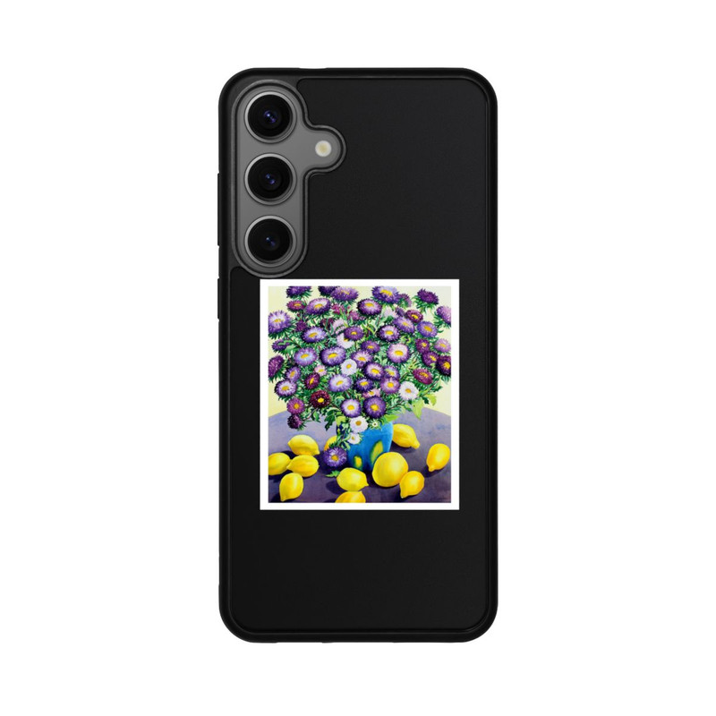 Galaxy S25 + Base Case Purple Asters and Lemons by Christopher Ryland