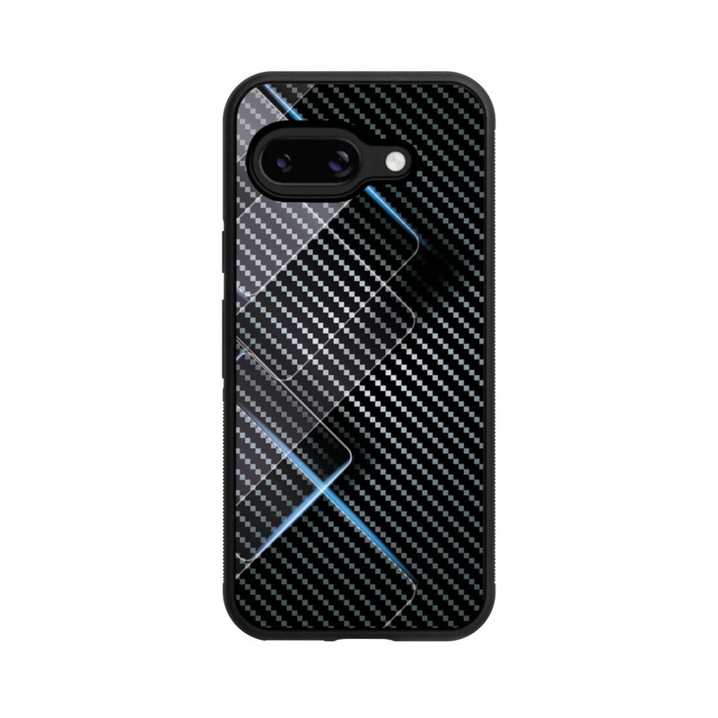 Pixel 9a Base Case Blaue Linien auf Karbon