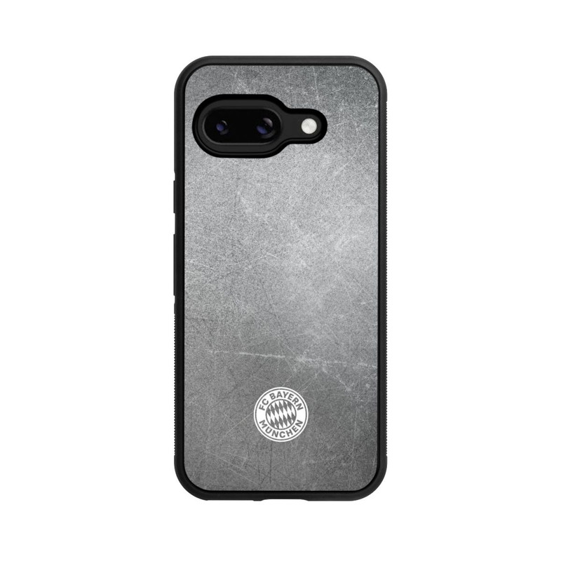Pixel 9a Base Case Klassisches FCB Logo Klein - Weiß auf Metalllook