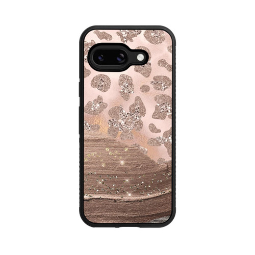 Google Pixel 9a Base Case Silberner Leoparden Glitzerlook