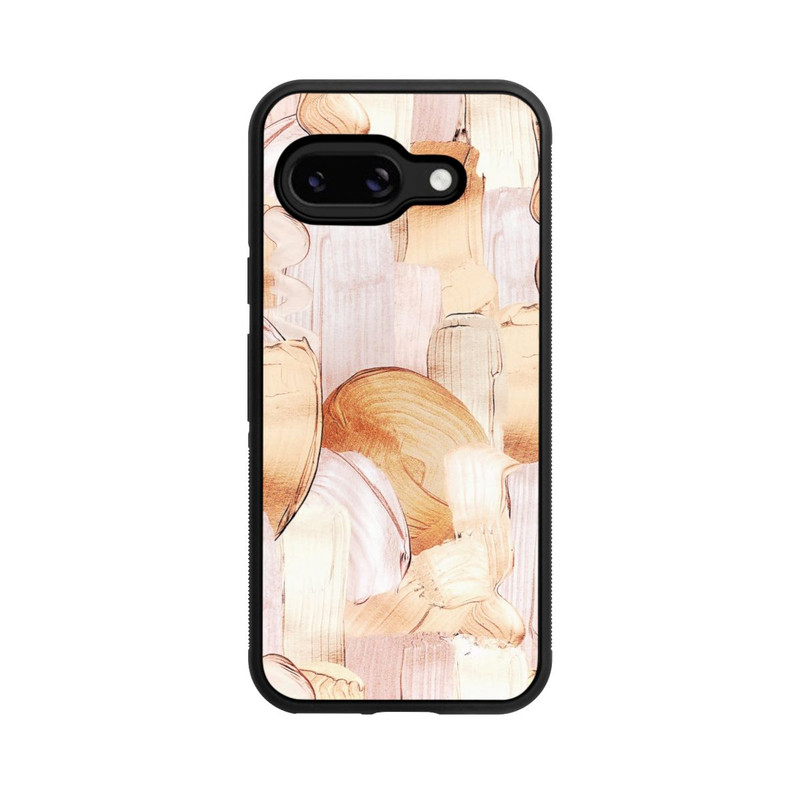 Pixel 9a Base Case Weiß/Gold Pinsel Muster