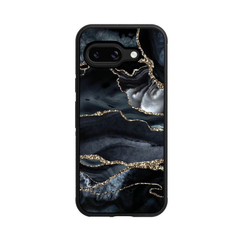 Pixel 9a Base Case Dunkler Marmor Gold Glitzerlook