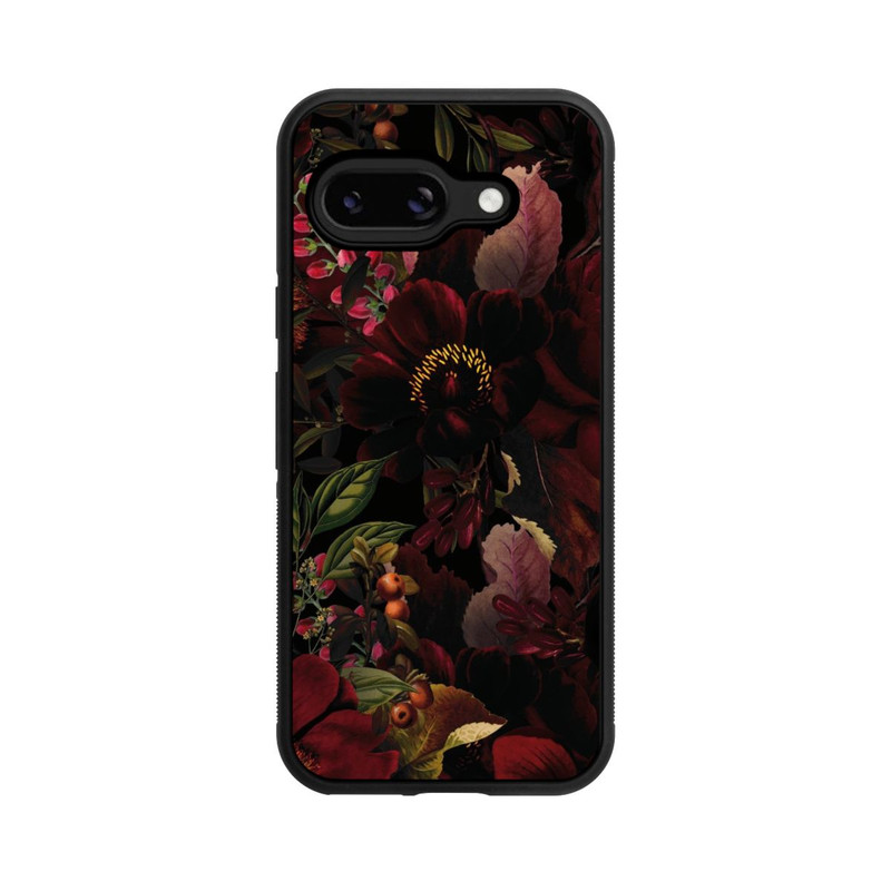 Pixel 9a Base Case Dunkle Rote Vintage Barock Rosen