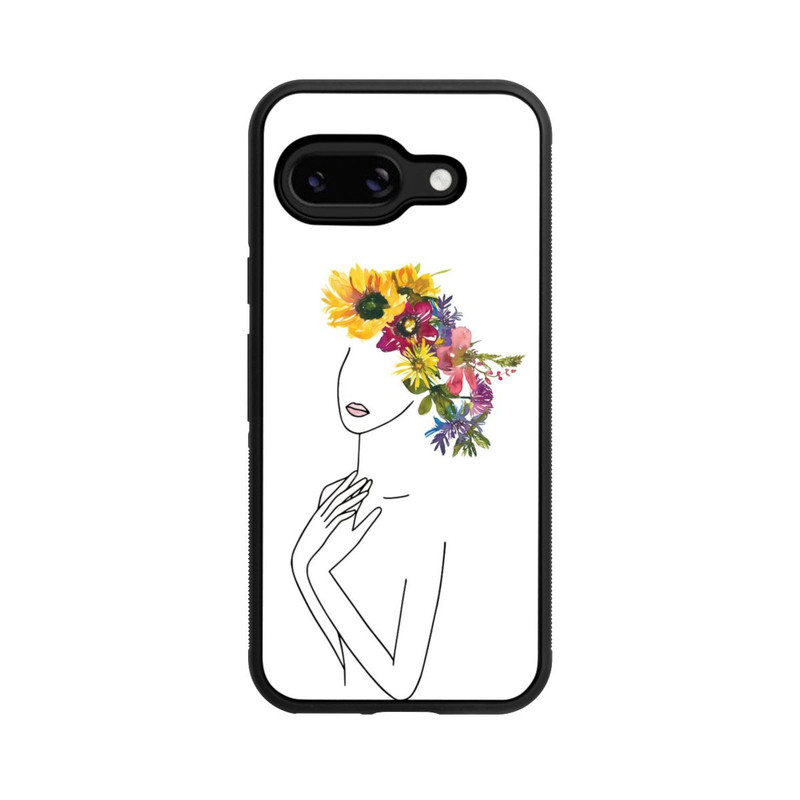Pixel 9a Base Case Line Art Frau mit Blumenkrone