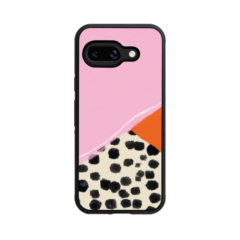 Pixel 9a Base Case Rosa und Orange Gepunkteter Hintergrund