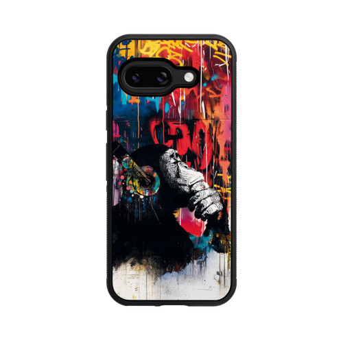 Google Pixel 9a Base Case Affe Stereo Kopfhörer Graffiti Street Art Blau