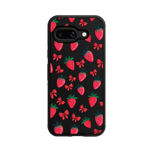 Google Pixel 9a Base Case Erdbeer Herz Muster Transparent