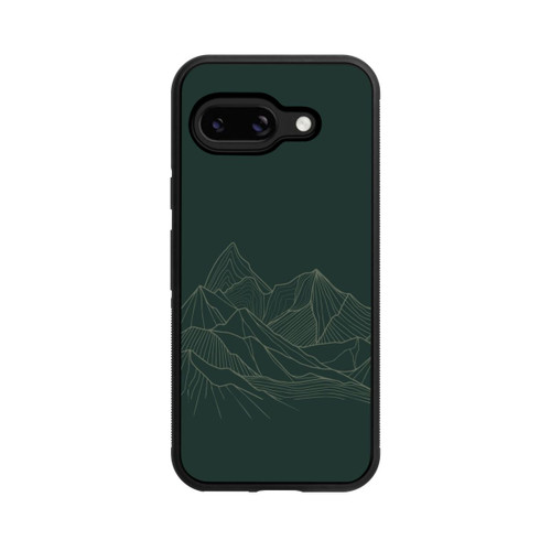 Google Pixel 9a Base Case Berg Line Art Grün