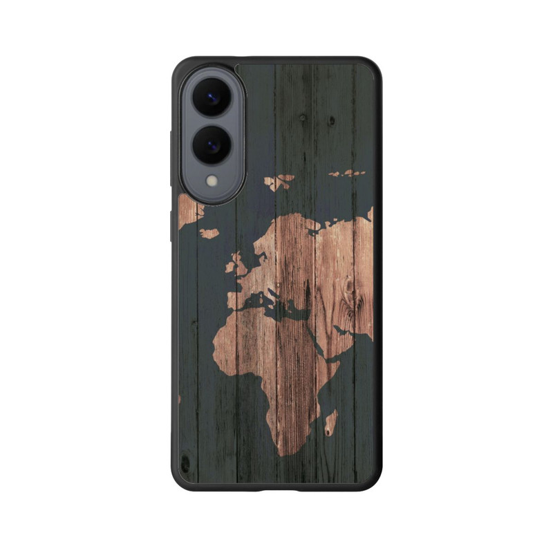 Galaxy S25 Edge Base Case Wooden World Map