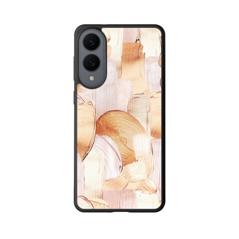 Galaxy S25 Edge Base Case Weiß/Gold Pinsel Muster