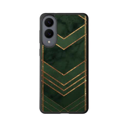 Samsung Galaxy S25 Edge Base Case Dunkelgrün gemustert Goldene Streifen