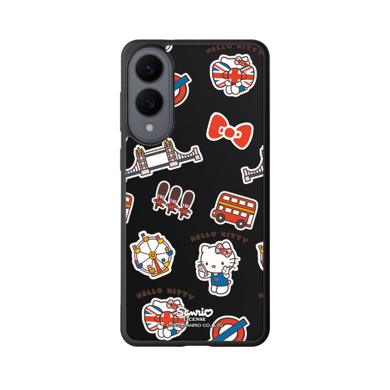Galaxy S25 Edge Base Case Hello Kitty Londoner Abzeichen Transparent