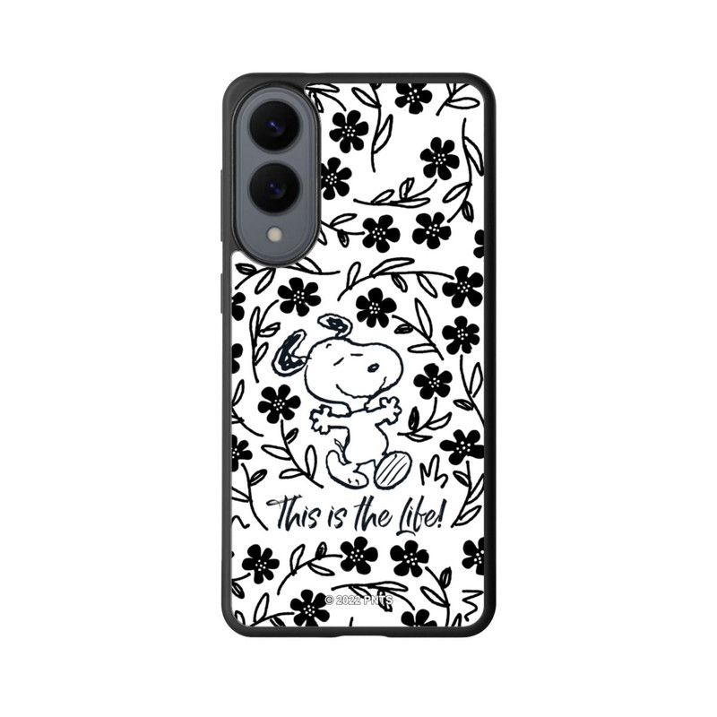 Galaxy S25 Edge Base Case Snoopy schwarz und weiß This Is The Life